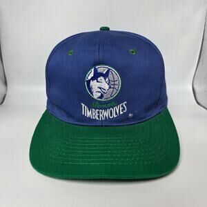 MN Timberwolves Vintage Snapback Hat Drew Pearson Old Logo 90s OSFM Small Fit